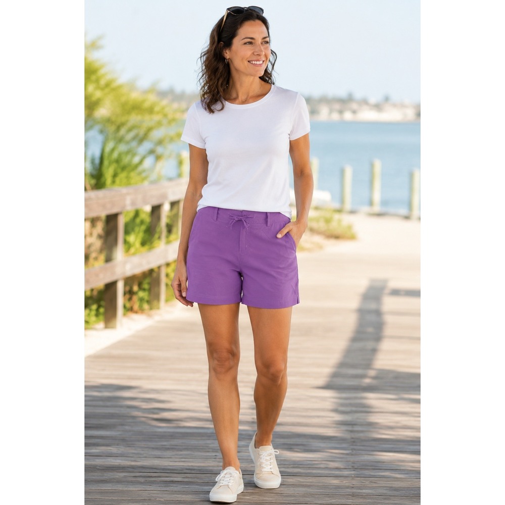 Reel Legends Women's M Purple Performance Fishing Shorts Drawstring Stretch